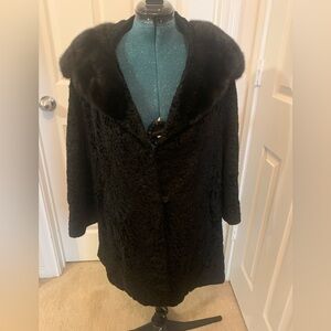 Vintage Mob Wife Persian Lamb Shearling with fur collar